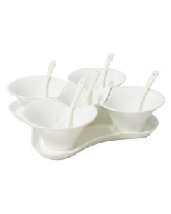 Condiment Set With Tray + 5 Bowl + 5 Spoon