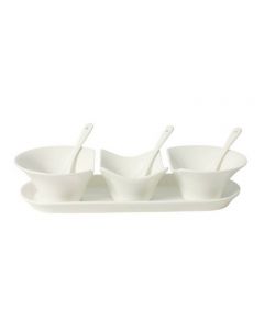 Condiment Set With Tray + 3 Bowl + 3 Spoon