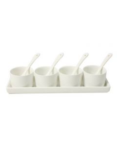 Condiment Set With Tray + 4 Bowl + 4 Spoon